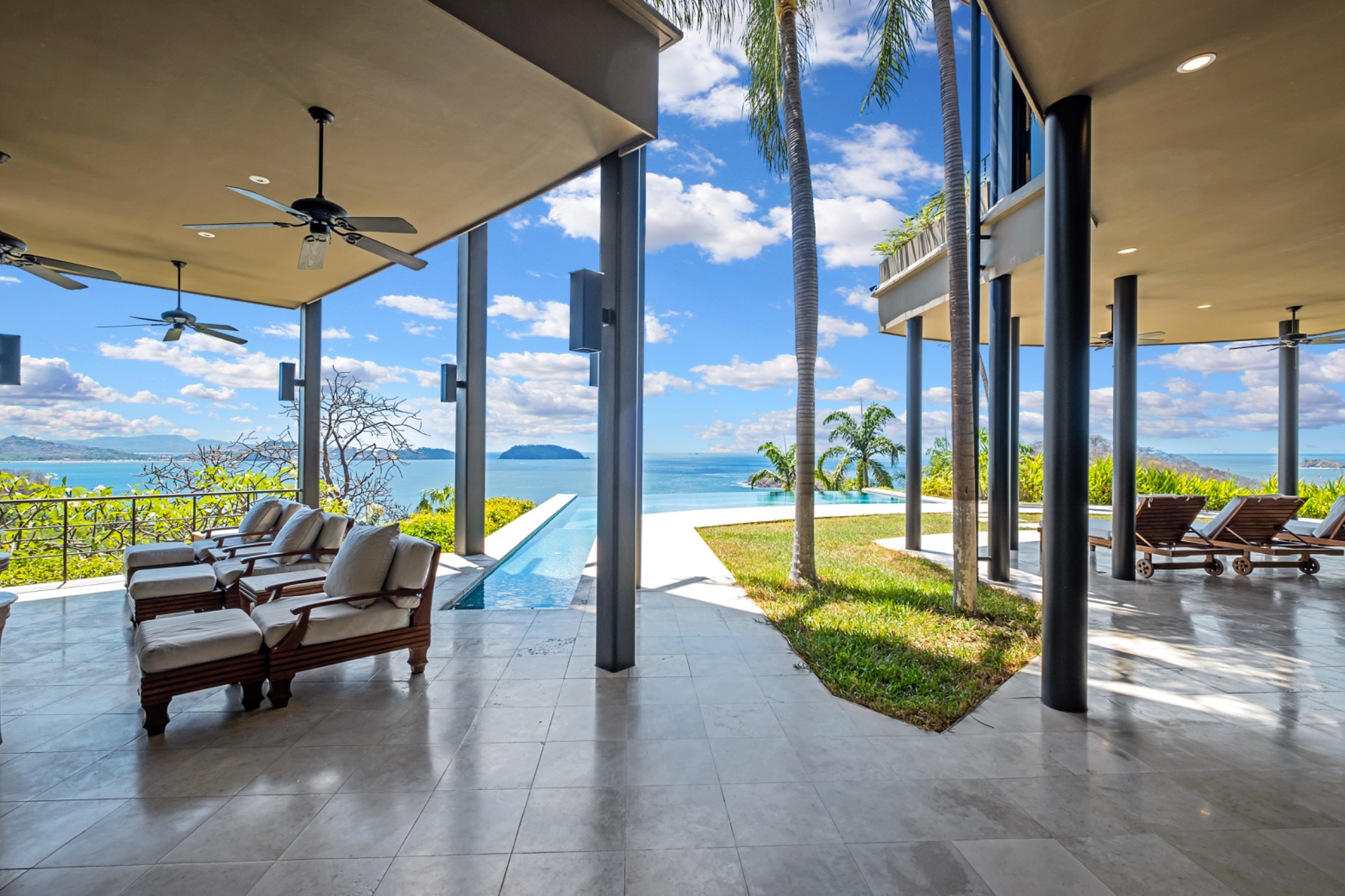 Estate patio at sunset