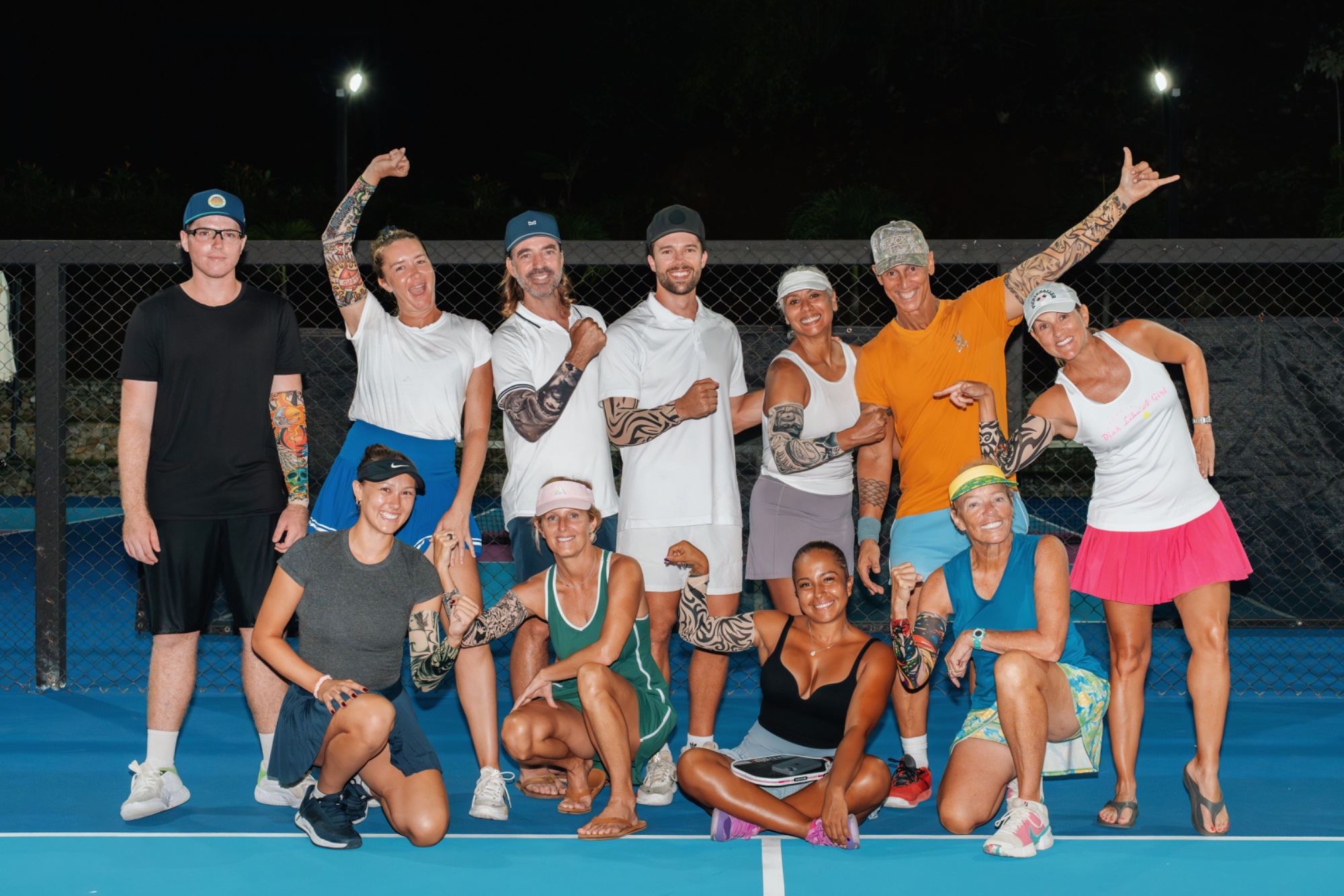 Group celebration on court