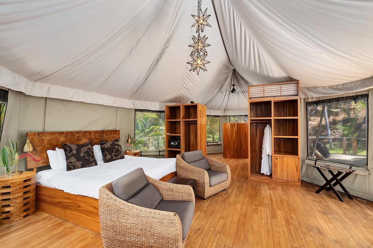 Teak tent interior bedroom